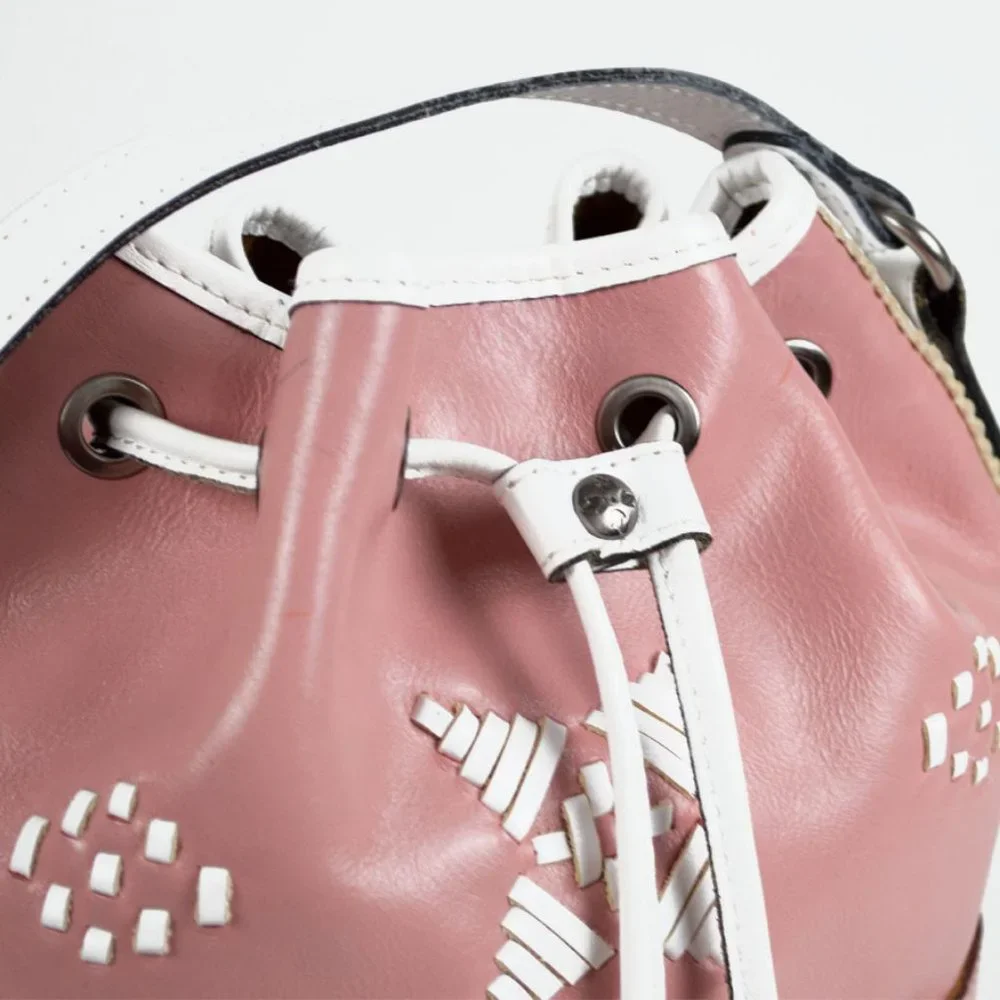 Patricia Nash Pink and White Brindisi Drawstring Bag